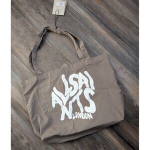 NWT AllSaints London Orlando Chestnut Brown Canvas Tote Bag Shoulder Laptop NEW